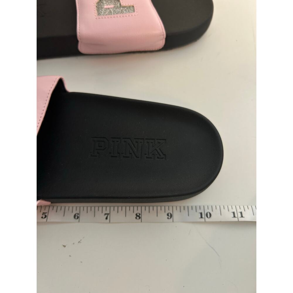 NWOT Y2K Victoria Secret Pink Glittery Logo Slides Size 8